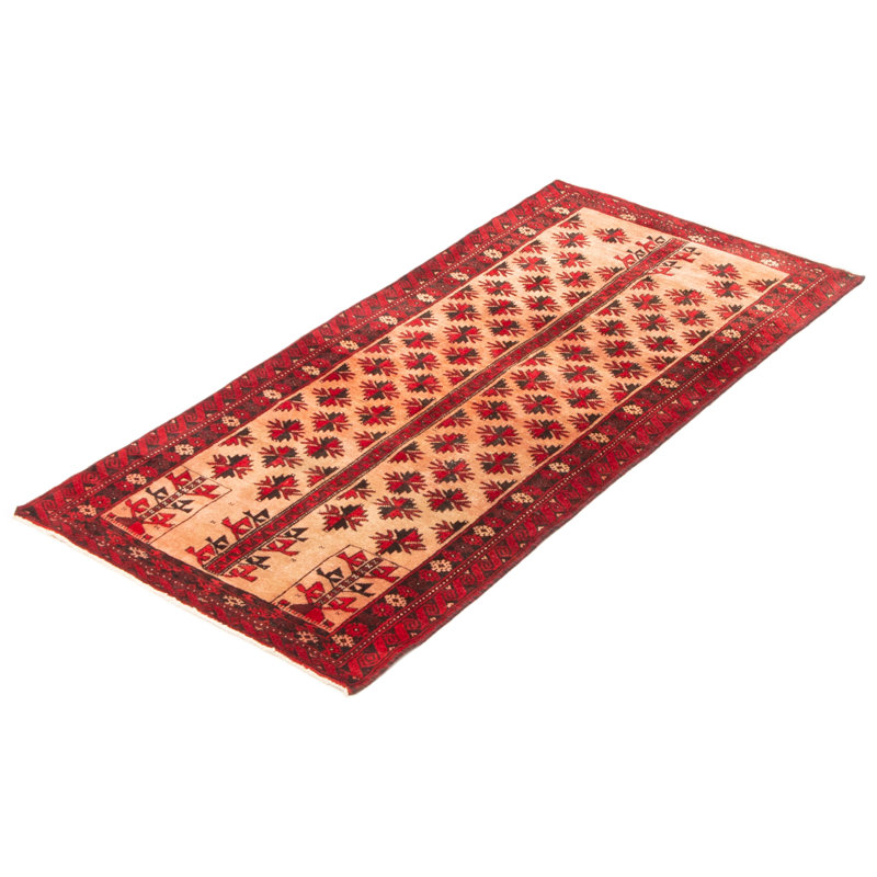 Tapis en laine de cuivre Baluch noué à la main 2 pi 9 po x 5 pi 10 po
