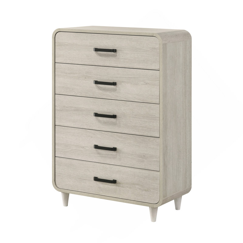 Meuble de rangement en bois blanc antique antique 1 pièce avec 5 tiroirs