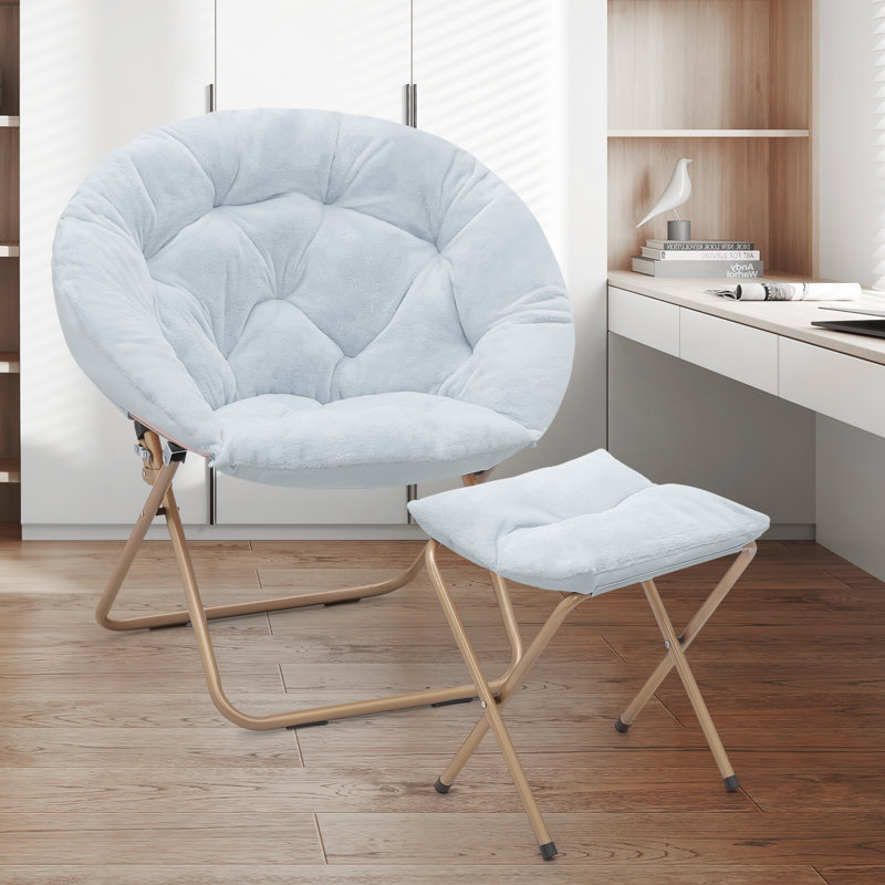 Fauteuil d'appoint pour chaise longue Amey, Fourrure synthétique bleue, Bronze, Oui