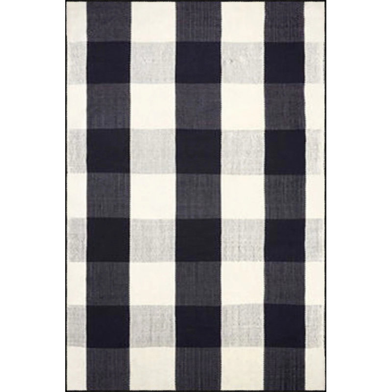 Black Colored Geometric Patterned Decorative Carpet, Rectangle 3'4" x 6'7"