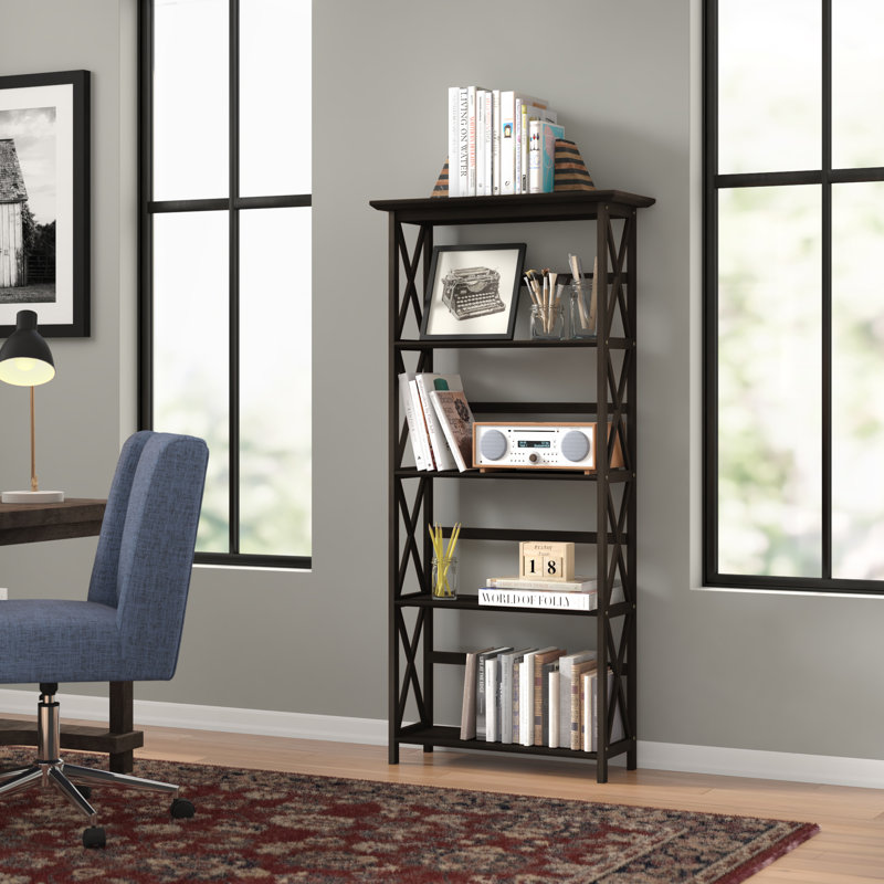 Bibliothèque-étagère en bois massif H 63 po x l 29,5 po Oktay, Espresso
