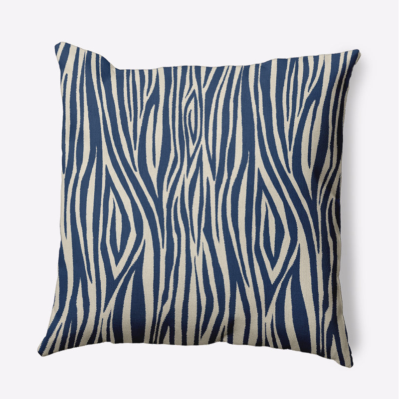 Housse de coussin d'extérieur carré en bois Flora and Fauna, 16 po x 16 po, Bleu marine