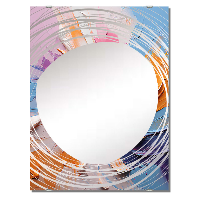 Oval - Grand miroir mural à encre liquide abstraite, 40 po x 30 po