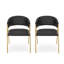 Ensemble de 2 chaises d'appoint rembourrées modernes avec pieds en métal doré noir de jais pour la salle à manger