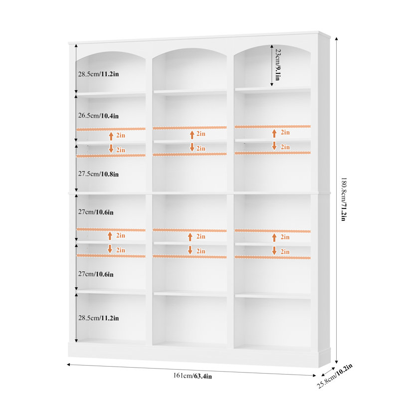 Bibliothèque standard avec tablettes réglables Huckins, Blanc