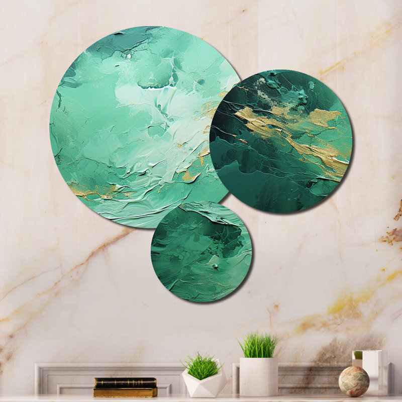Emerald Euphoria I - Art mural abstrait en métal