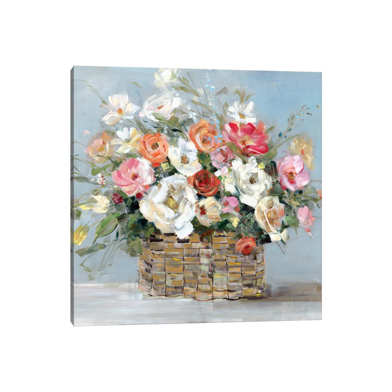 «Flower Market Fresh» par Sally Swatland - impression d'art graphique, H 18 po x l 18 po x 1,5 po, Toile tendue, Pas de tapis