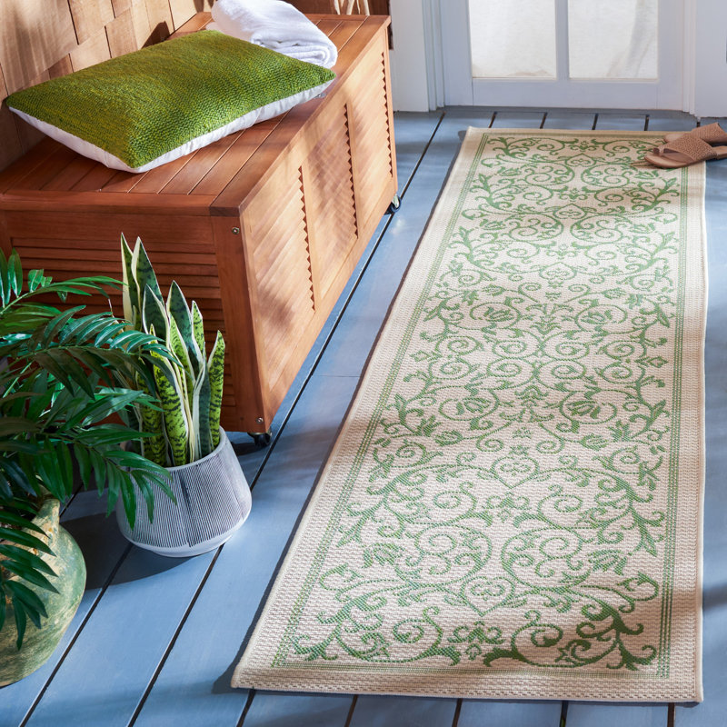 Tapis d'intérieur / extérieur à motif floral Galena Performance, Tapis de couloir 2 pi 3 po x 6 pi 7 po