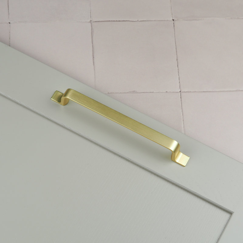 Strap Style Bar Handles in Multiple Finishes, Brushed Brass, 160mm