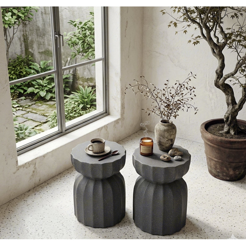 Ensemble de table basse et de table d'appoint 13 "modernes et imperméables pour l'intérieur et l'extérieur, Grey