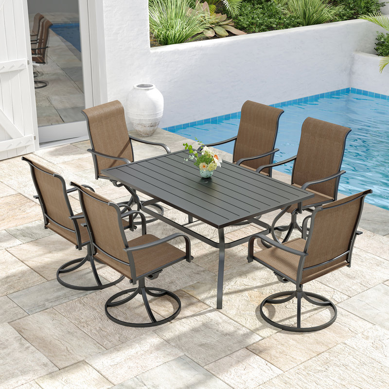 6 - Person Rectangular Steel Outdoor Dining Set, Yellow