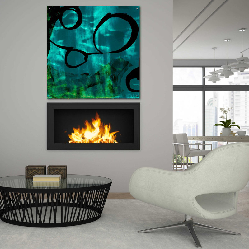  «Turquoise Element II» par Sisa Jasper, «Art mural en verre acrylique, 24 po x 24 po, H 36 po x l 36 po x P 0,2 po