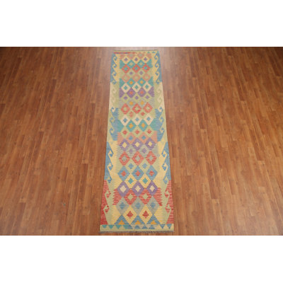 Tapis de couloir en laine All-Over Kilim 3 x 10