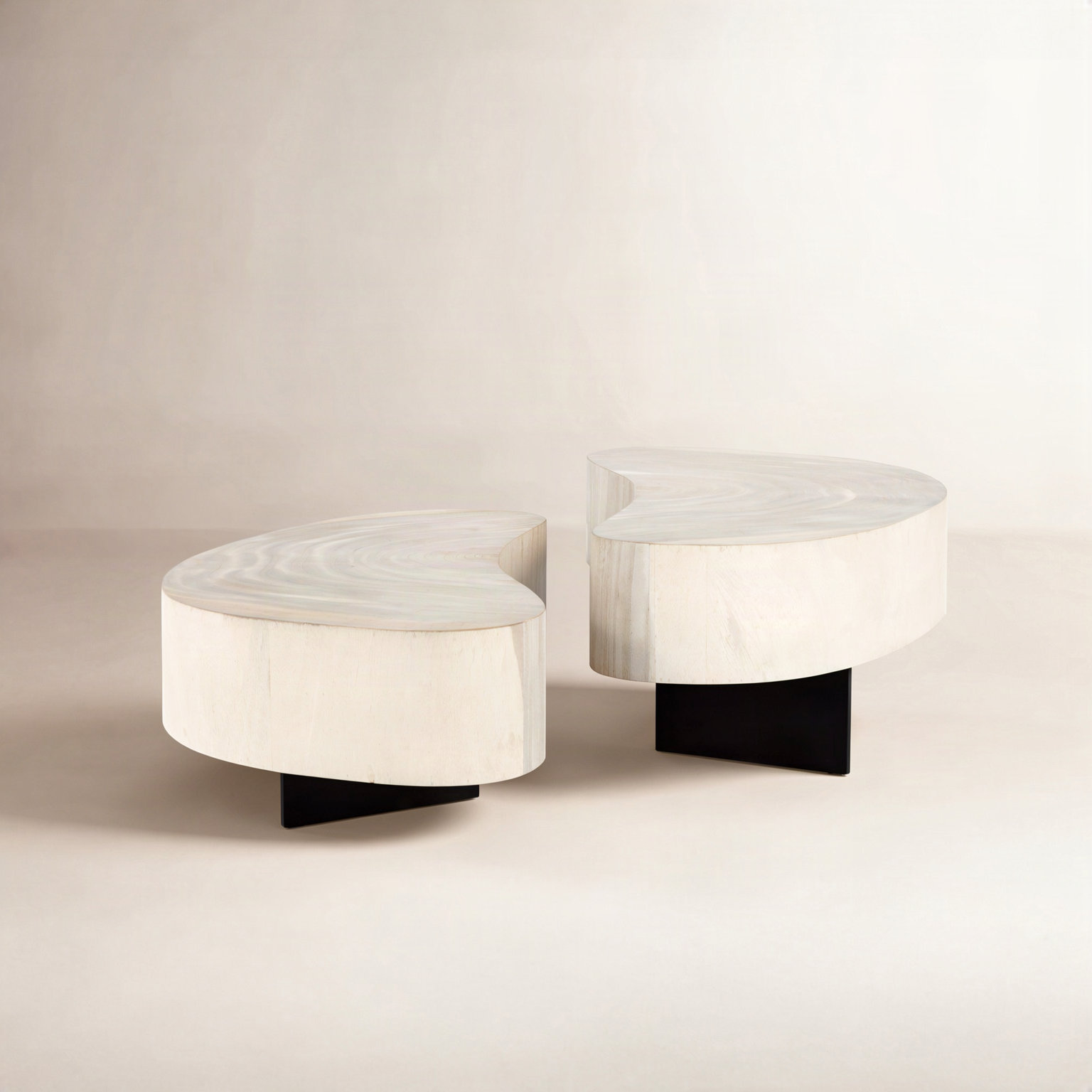 Anasta Solid Wood Single Coffee Table, Bleached Guanacaste, Dark Gunmetal