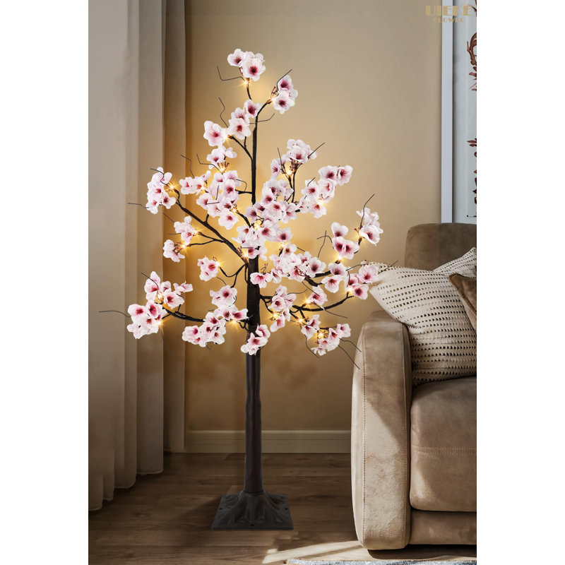 6FT Cherry Blossom Tree with 96 Fairy Lights, Artificial Lighted Tree