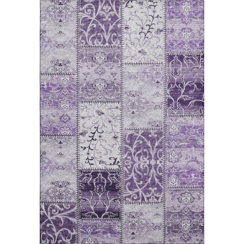 Tapis mauve Premium lavable à la machine Cerrito AMF566, Rectangulaire 3 pi x 5 pi