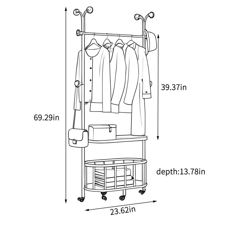 Élégante garde-robe avec paniers à tablettes, Noyer