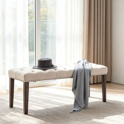 Banc rembourré en velours d'hévéa