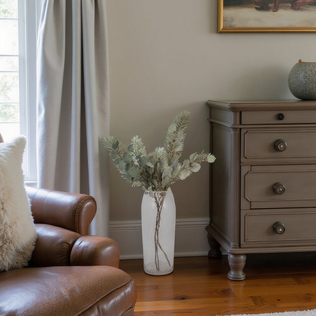 Brodan Handcrafted Glass Vase with Bubble Textured Design - Modern Decorative Accent Rosecliff Heights