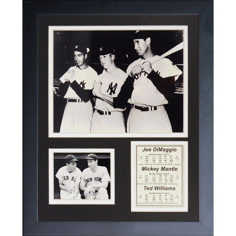 Joe DiMaggio, Mickey Mantle et Ted Williams, souvenirs encadrés