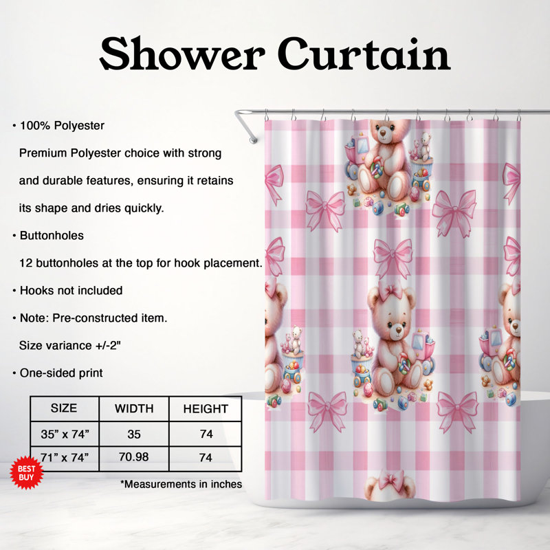 Maternal Care - Rideau de douche Premium 220, H 74 po x l 71 po