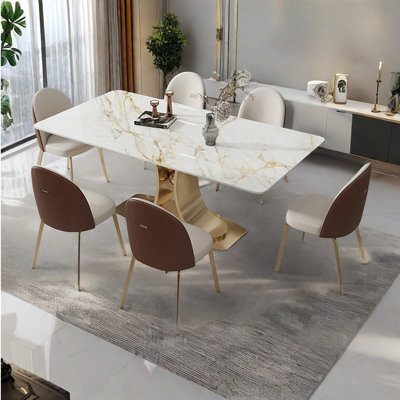 Light luxury rectangular dining table set
