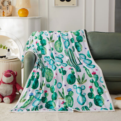 Flannel Fleece Lightweight Throw Blanket for Couch Bed, 60"x80" (Cactus)