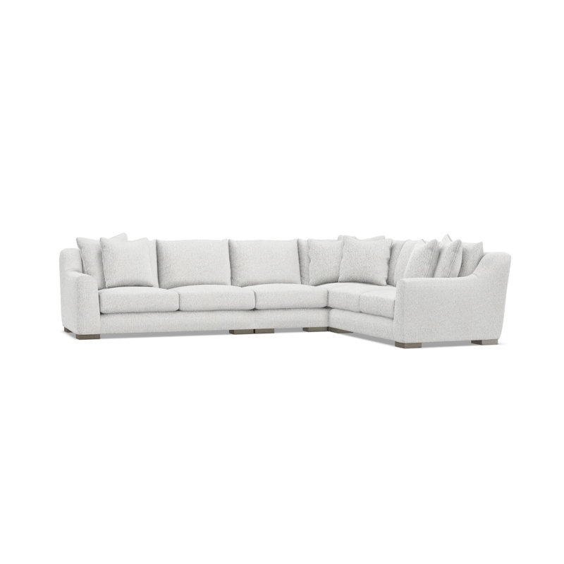 Gabi 5-Piece Fabric Sectional, 35" H x  140" W x 110" D, White Polyester, Right Hand Facing