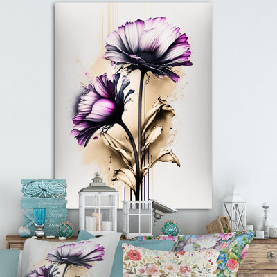 Gerbera rose sur une fusion abstraite III - Impression sur toile