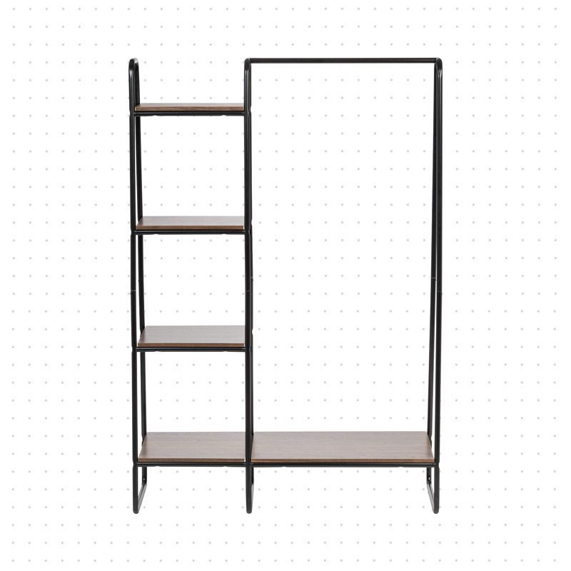 IRIS Multi-Shelf Metal Garment Rack, Black/Dark Brown