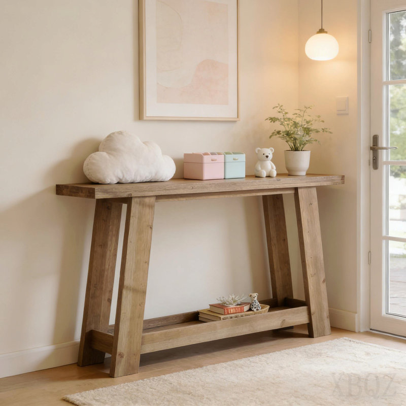 Narrow Sofa Table,Two-Tier Console Table,Wooden Entryway Table