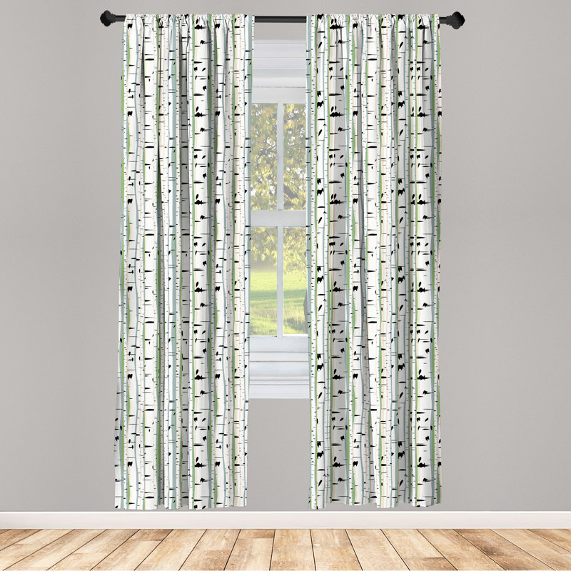 Tree Semi-Sheer Rod Pocket Curtain Panels, 28" x 95"