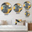 Horloge murale abstraite jaune et noir Mid-Century Waves Fusion-101233867