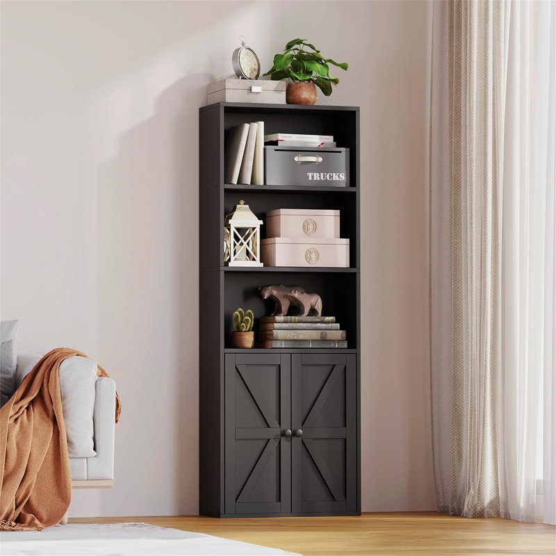 151cm H x 55.5cm W Metal Book Cabinet Bookcase, Black