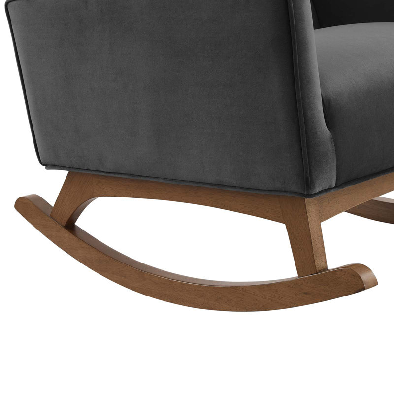 Kuhlmann Performance Velvet Rocking Chair In Light Grey, Grey Velvet