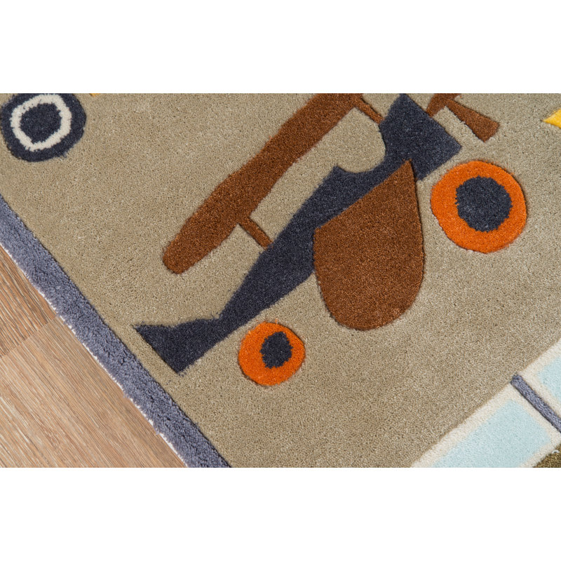 Tapis pour enfant brun touffeté à la main Calista, Rectangle 3 pi x 5 pi