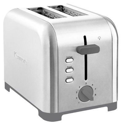 Kenmore 2 Slice Toaster with Extra Wide Slots and Bagel & Defrost Functions, Stainless Steel