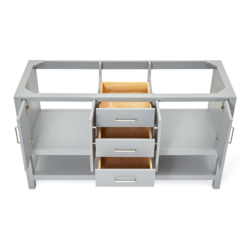 Base de meuble-lavabo double 54 po Pawley en gris seulement, Gris