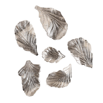 Ensemble de 6 feuilles murales en nickel