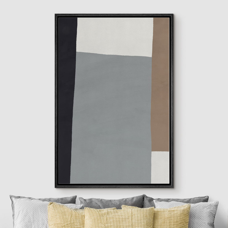 Motif géométrique brun, gris et noir Minimalisme Mid-Century moderne Edgy foncé, Noir, H 24 po x l 16 po