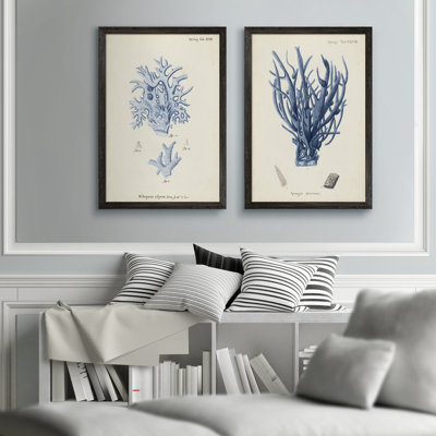 Antique Coral in Navy V par Vincent Van Gogh - ensemble de 2 reproductions d'art encadrées