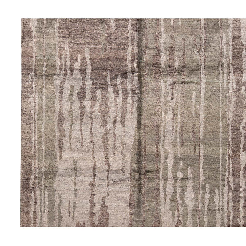 Tapis brun / gris anthracite noué à la main 7 pi 9 po x 9 pi 8 po