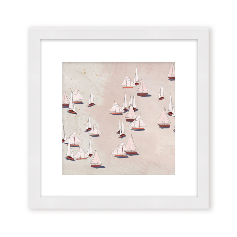 Coastal Retreat Modern Ensemble: Sailboat Odyssey, 24" H x 24" W, Framed Canvas, White