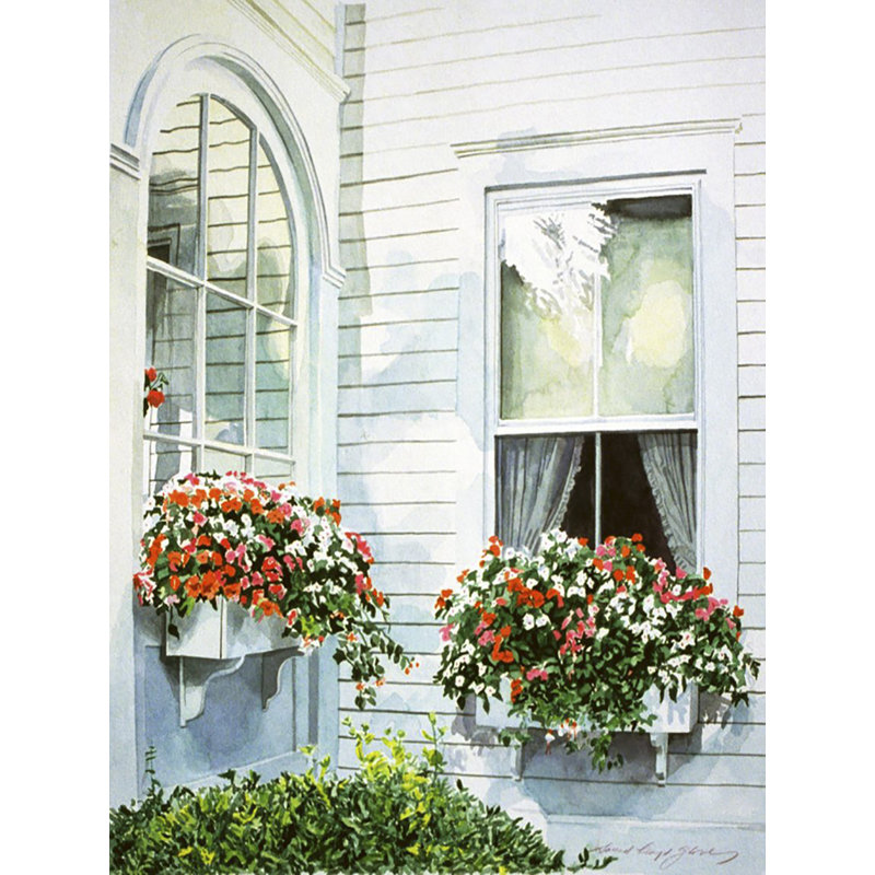 " CANVAS 16 X 12 Floral Window Boxes By David Lloyd Glover Giclee Edition " by David Lloyd Glover