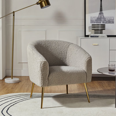 Dawson Boucle Barrel Chair With Metal Legs