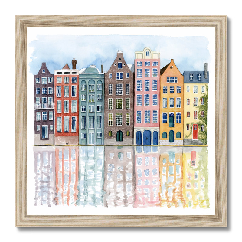 Neighborhood I by Grace Popp - Painting, 34cm H x 34cm W, Natural Wood Framed Paper Print