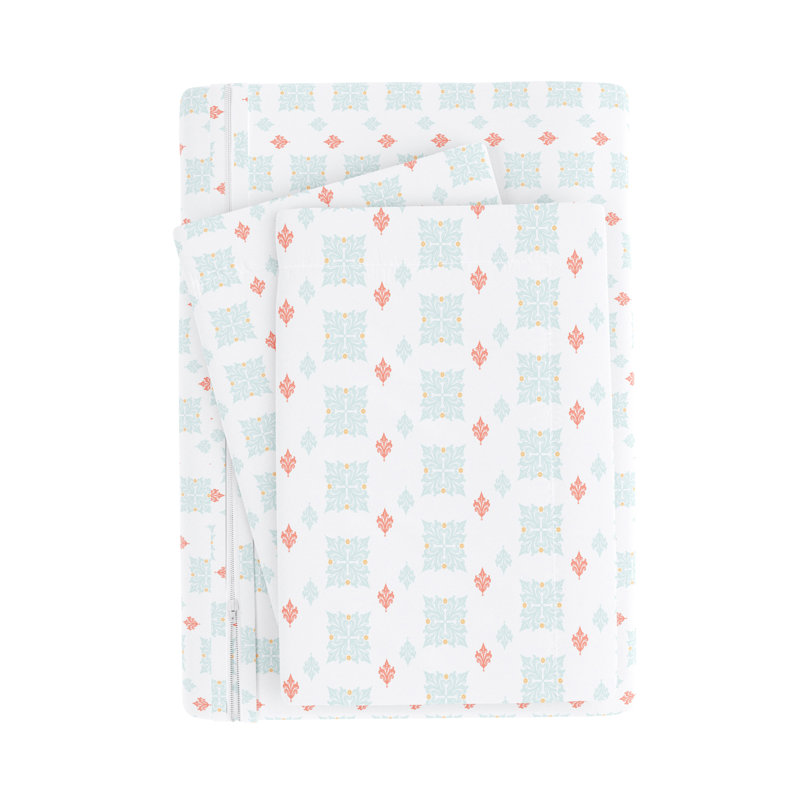 Aqua Geometric Microfiber King/California King Duvet Cover Set