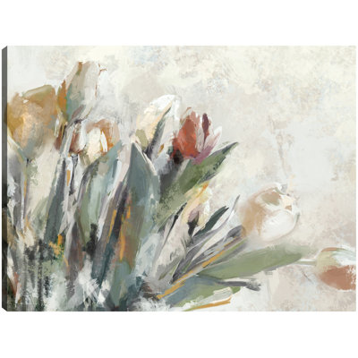 Joli Jardin by Studio Arts, 42x56", Large Oversized Loose Orange Pink Floral Still Life Canvas Wall Art Print