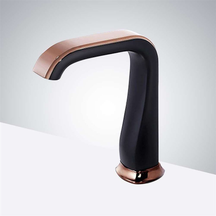 Commercial Touchless Sensor Faucet in Matte Black and Rose Gold Finish with Infrared AI Smart-Chip and Auto Shutoff