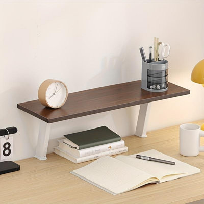 Floating Desktop Shelf With Under-Desk Storage For Home Office And Workspace Organization